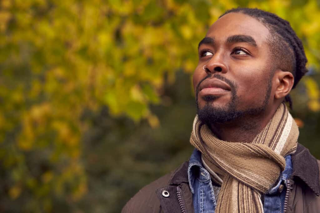 Man feeling contentment